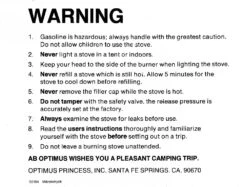 Optimus 8R -Outdoor Camping Sales Warning